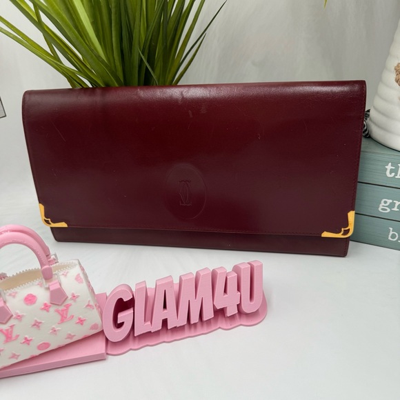 Cartier Handbags - Cartier Must de Cartier Bordeaux Vintage Leather Clutch Wallet